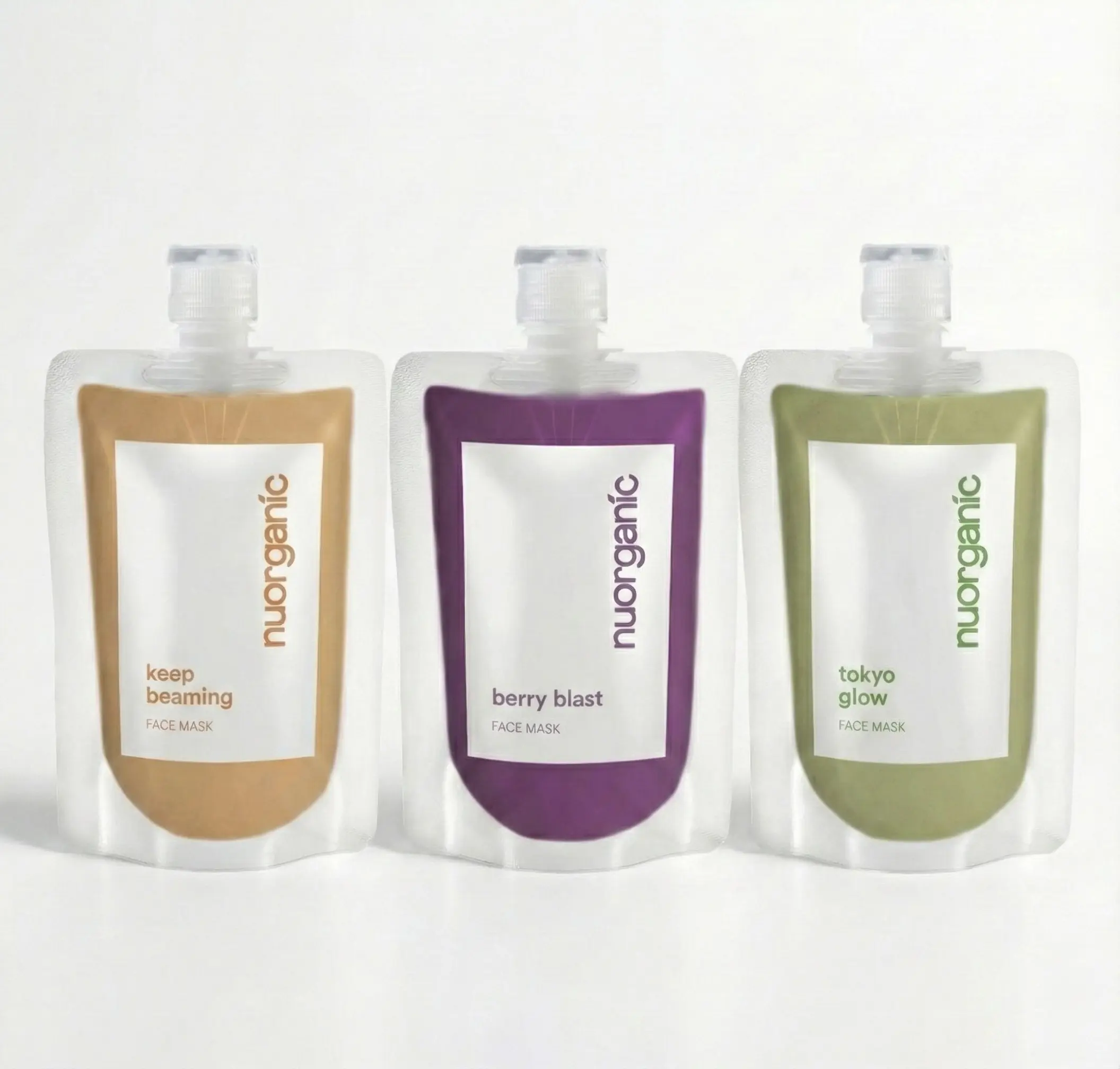 nuorganic Face Mask trio (3 qty) Keep Beaming, Berry Blast, Tokyo Glow