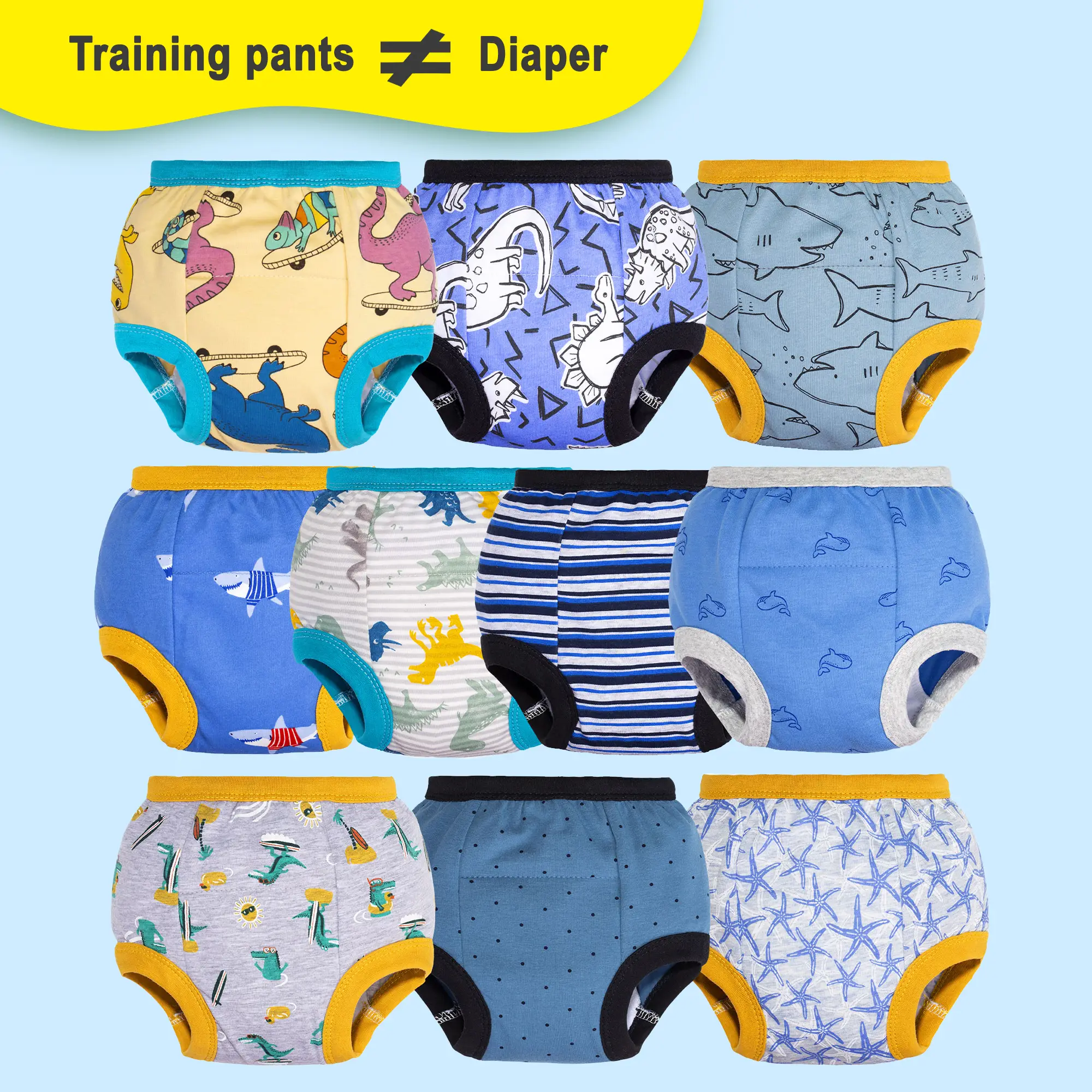 10-Pack Potty Training Pants for Boys and Girls – Soft, Comfortable, and 100% Cotton Training Underwear