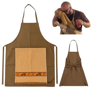 Funny Father's Day Apron for Dad, Chef Prank Apron with Hidden Pocket Surprise, Gag Gift for Dad from Daughter Son Wife, BBQ Grilling Kitchen Apron for Men