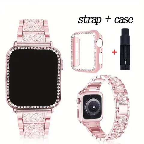 Women's Metal Strap & Case Wearable Accessory for Smartwatch, Compatible with iWatch Series 11,10,9,8,7,6,5,4 (40mm,41mm,42mm,46mm) Smartwatch Accessories