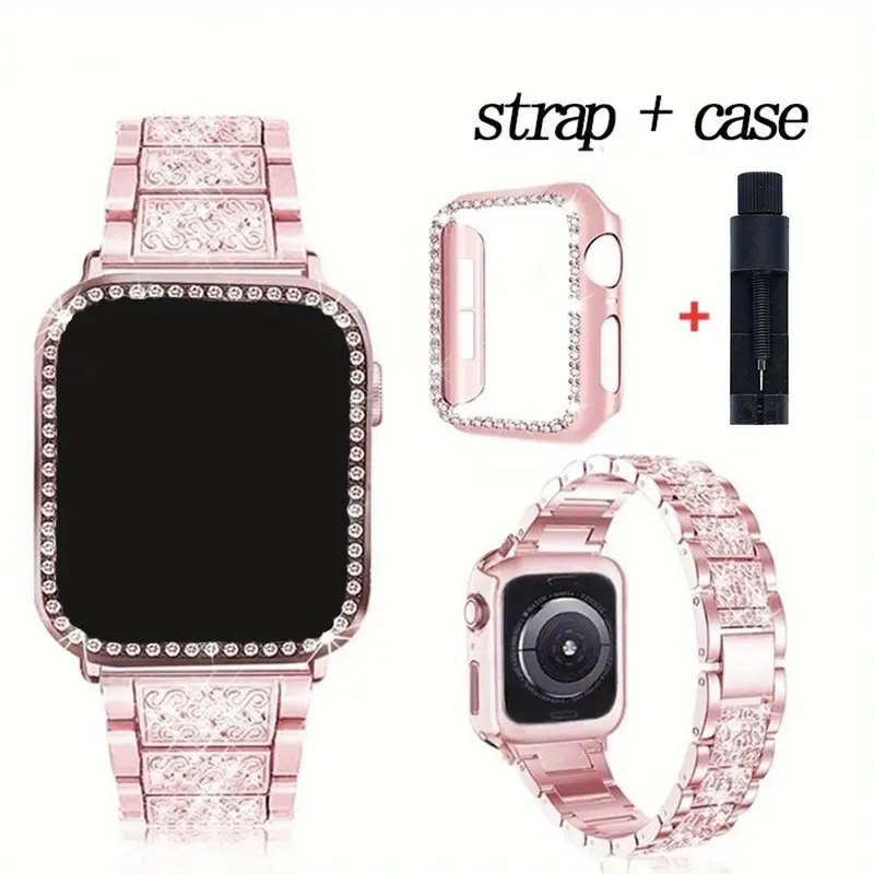 Women's Metal Strap & Case Wearable Accessory for Smartwatch, Compatible with iWatch Series 11,10,9,8,7,6,5,4 (40mm,41mm,42mm,46mm) Smartwatch Accessories