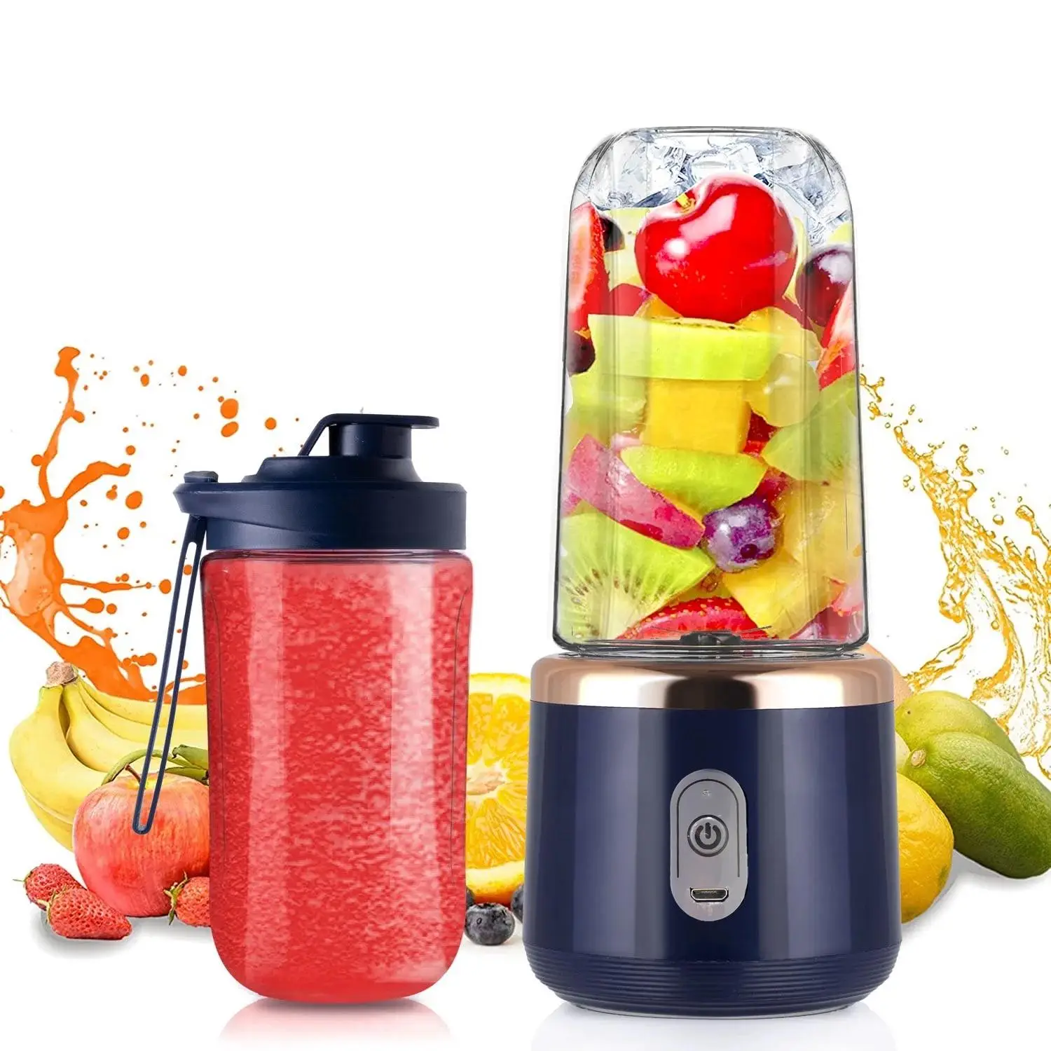 Portable Cordless Electric Juicer Cup, USB Rechargeable Personal Blender, Multifunctional Juicer for Home, Gym, Office and Outdoors