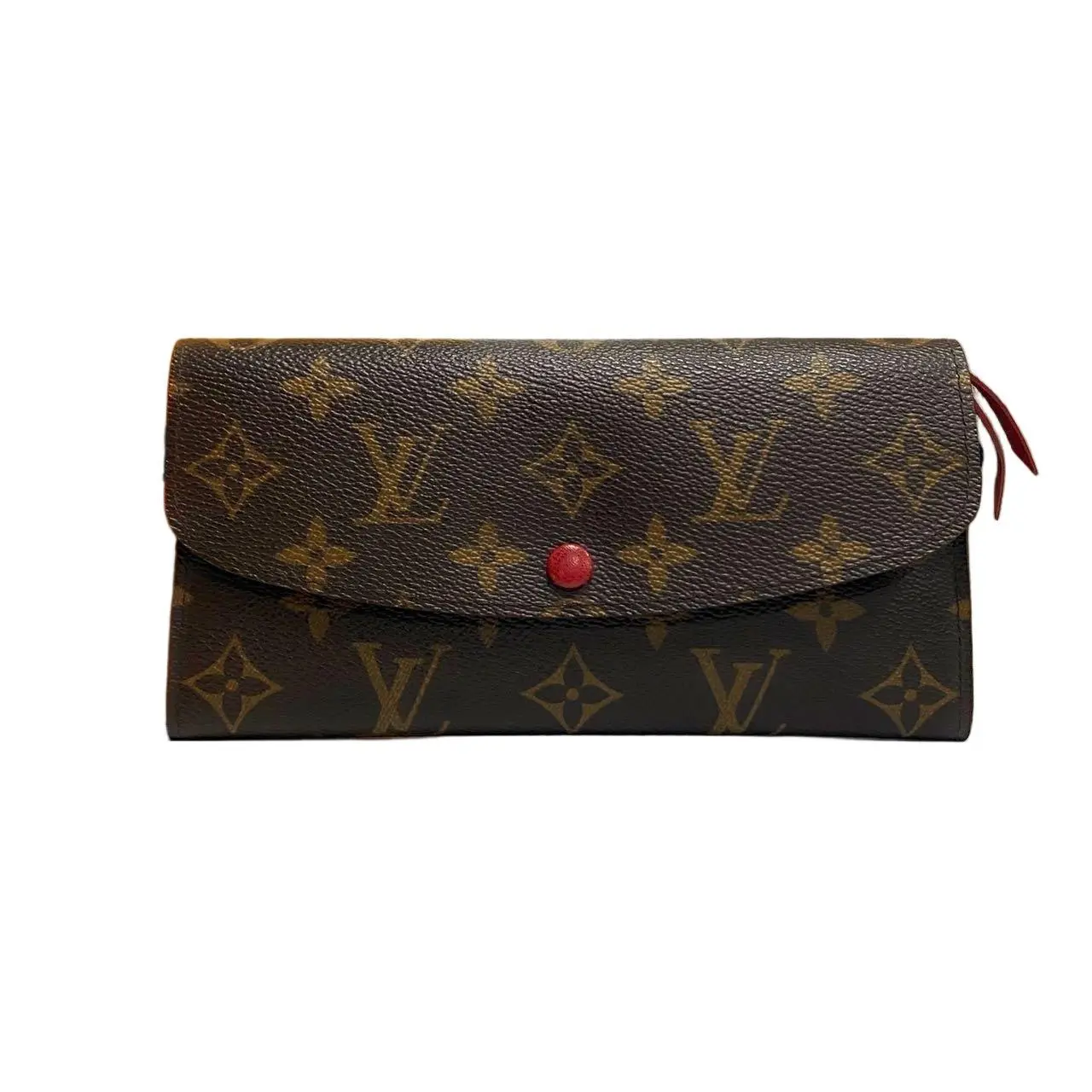 Pre-owned Louis Vuitton . Small Leather Goods Monogram Emilie Wallet (Red Button), Pre Owned, Authentic