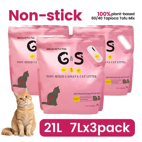 G&S Pet Tofu+Cassava Mix Cat Litter (27L) - Nutritious and Effective Litter, Realtime PH Check, 24h Monitoring, Ultra Clumping, Odor Control for Cats