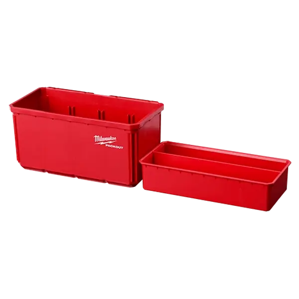Milwaukee 48-22-8063 Twin Durable Organizer Large Bin Set - Hangs on Mounting Plates, Fits PACKOUT Tool Boxes, Built for Jobsite Storage