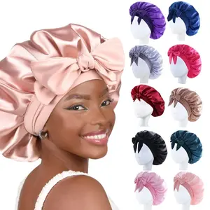 2026 New Satin Silk Bonnet for Sleeping, Adjustable Tie Band Hair Night Sleep Cap, Soft Curly Hair Bonnet Scarf Wrap for Women, Breathable Anti-Frizz Hair Protection Hat for Natural, Curly & Braided Hair Beauty Care