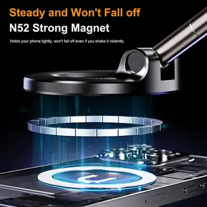 K007 Strong Magnetic Car Phone Holder Foldable Design 360° Adjustable Vacuum Mount for Car/Desk/Bathroom/Universal Use Holder