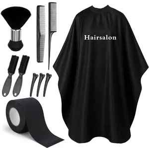 10 in 1 Barber Cape Kit, Hair Cutting Cape Neck Duster Brush Combs, Clips & Cleaning Supplies for Home Men Father Gifts