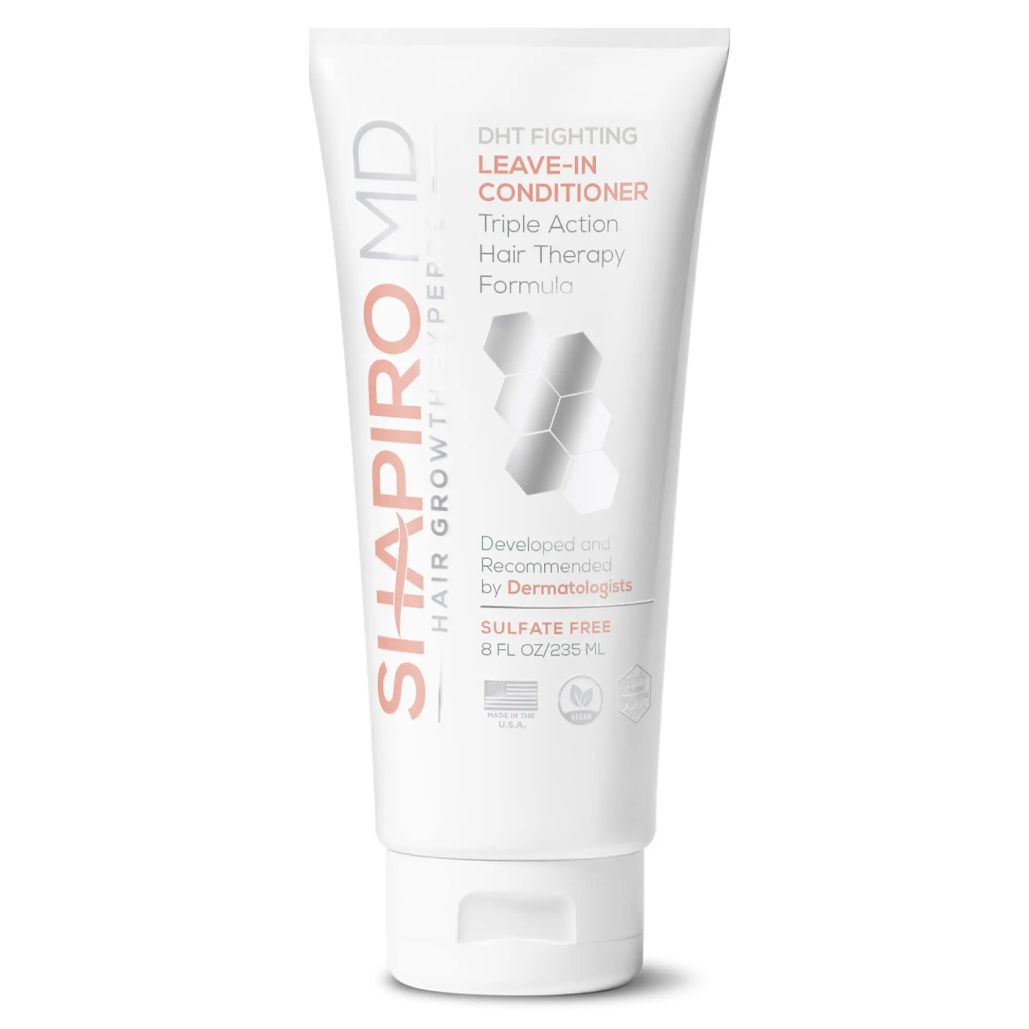 Shapiro MD DHT Fighting Vegan Leave-in Conditioner for Thinning Hair 8 FL OZ 235 ML Triple Action Formula Sulfate Free