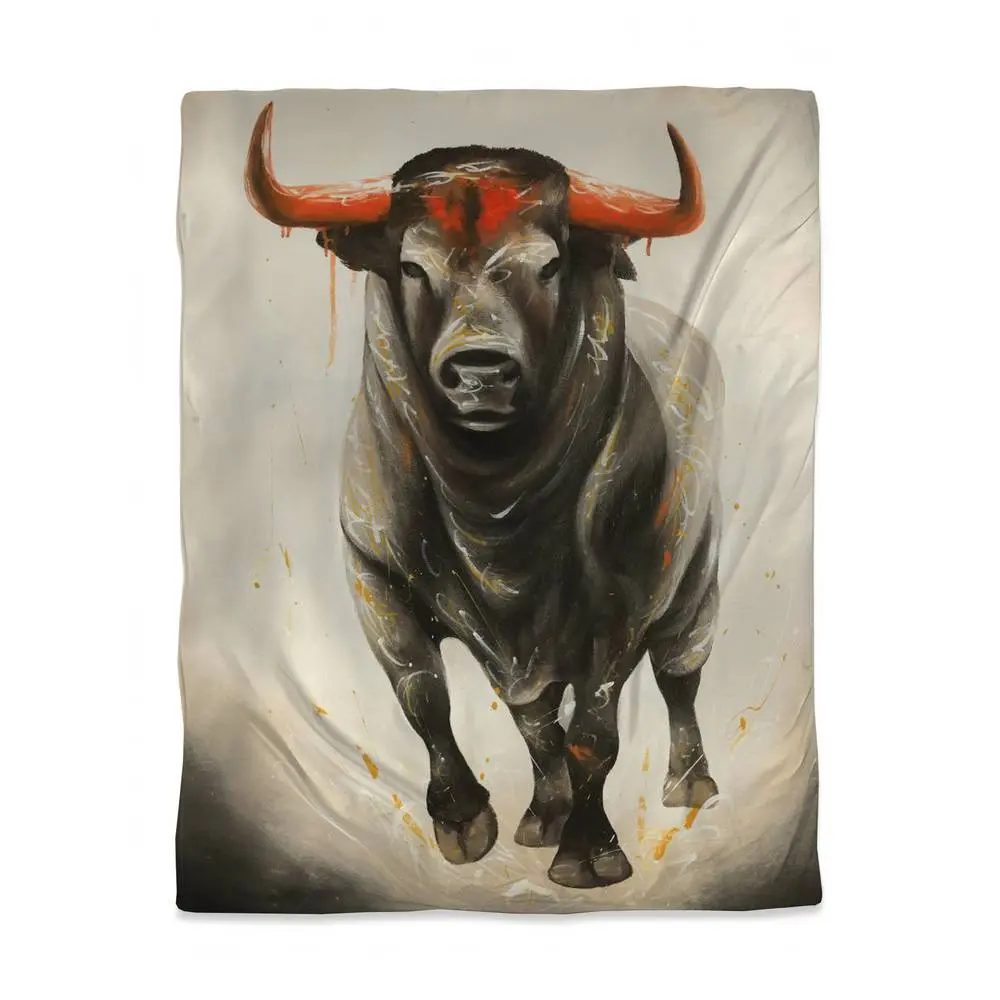Decorative Duvet Cover - Single (Twin) Size Vibrant Soft Microfibre, Wild West Theme Bold Print Bull Motif Full Print Colorful Bedding with 360-Degree Stand, Rustic Cozy Home Decor (3817-VWCT-AN282)