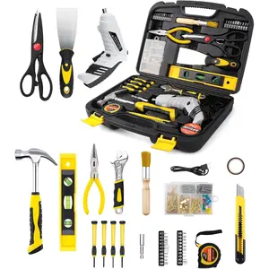 136-Piece Tool Set - General Household Hand Tool Kit with Plastic Toolbox Storage Case impact socket set