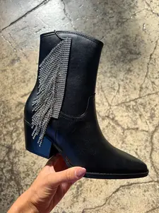 Rowan Fringe Rhinestone Pointed Heeled Cowgirl Boots