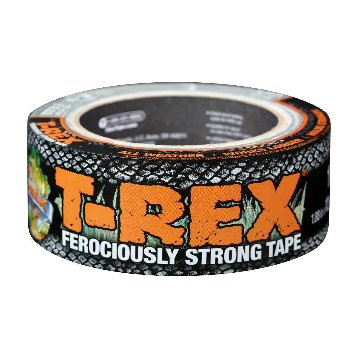 T-REX Ferociously Strong Tape, Duct Tape with UV Resistant & Waterproof Backing for Wood Brick Concrete and More, 12 yd. x 1.88", Gunmetal Gray, 1-Roll
