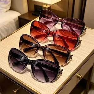 4-Pack Y2K Tortoise Shell Glasses for Women, Oversized Round Non-Prescription Frames, Lightweight Pink Purple Tinted Lenses, Trendy Eyewear for Driving, Travel & Daily Wear,summervibes