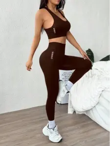Seamless Peach Butt-Lifting Yoga Set for Women, Sleeveless Bra and Long Pants, Sporty Fitness for Summer, Athletic Workout Clothing, Solid Sports Sets