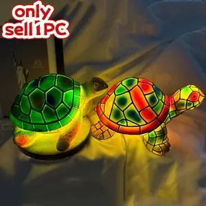 Vintage Turtle Night Light, Resin Decorative Lamp for Bedroom Headboard, Atmospheric Ambiance Lighting, 1pc Retro Glass Turtle Nightlight