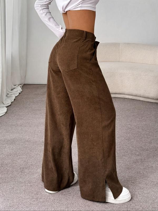Women's Elegant Fashion Corduroy Pants, Fall Winter New Style Straight Leg Split Hem Long Trousers, Casual Wear for Women, Casual Lounge PantsGift Women's Elegant Fashion Corduroy Pants, Fall Winter New Style Straight Leg Split Hem Long Trousers, Casual Wear for Women, Casual Lounge PantsGift