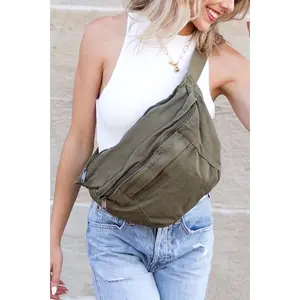 Oversize Canvas Crescent Sling Bag