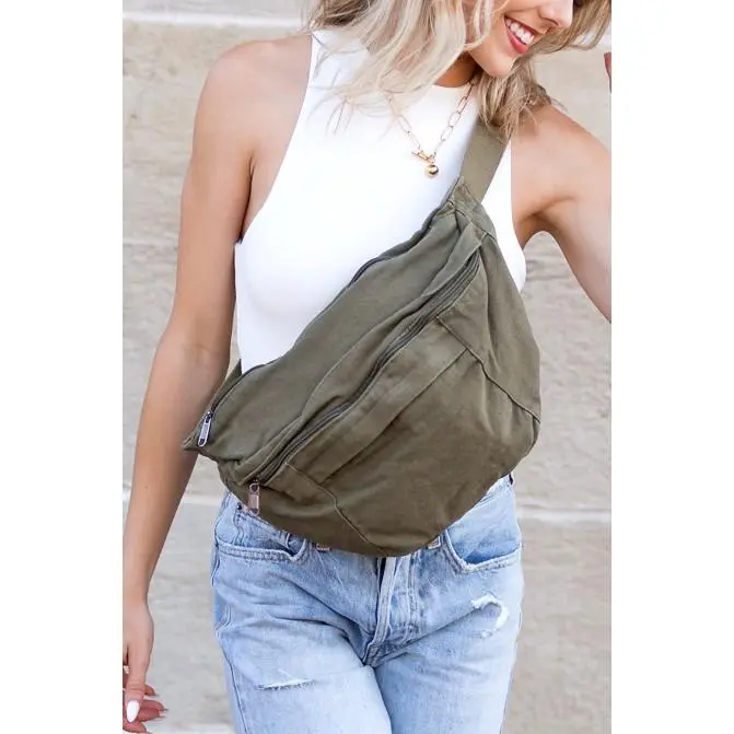 Oversize Canvas Crescent Sling Bag