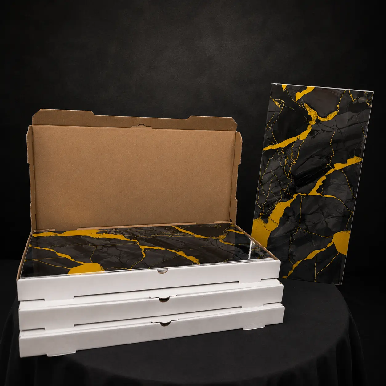 Peel and Stick Backsplash Tile 12"x24" Obsidian Kintsugi Self Adhesive Wall Tile