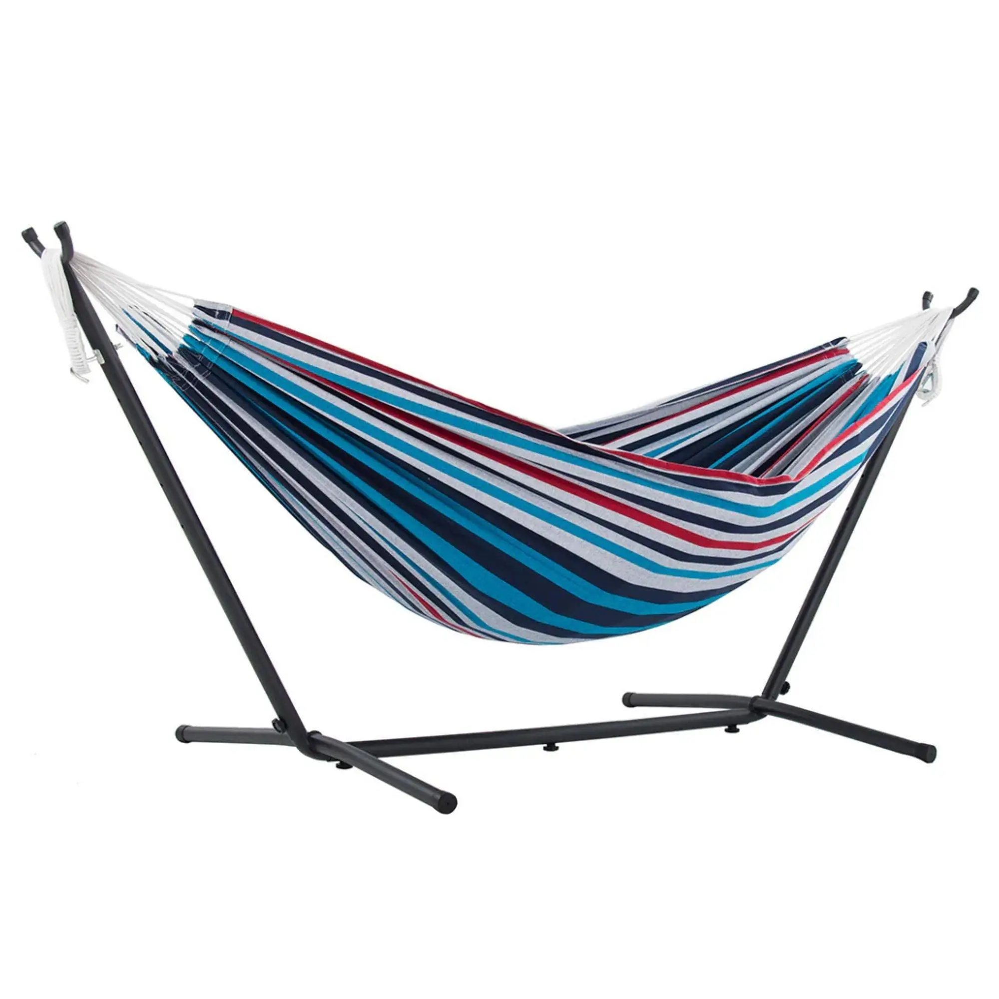 Vivere Double Cotton Hammock, Comfortable Daybed with Steel Stand, 9', Denim Vivere Double Cotton Hammock, Comfortable Daybed with Steel Stand, 9', Denim