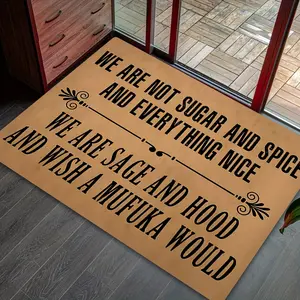 Jit-1pc Retro Text Print Door Mat, Fun Slogan Flannel Entrance Rug, Non-Slip Carpet for Home Decor