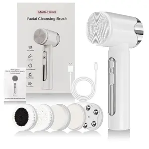 6-In-1 Facial Cleanser Brush, Rotating Exfoliating Face Brush, Electric Facial Cleaning Device, for Cleansing, Exfoliation, Massage