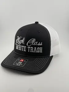 High Class White Trash Richardson 112 Trucker Hat, Unisex Classic Black Hat Embroidered Snapback Cap