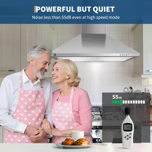 30 Inch Wall Mount Range Hood, 250 CFM Kitchen Vent Hood Ducted/Ductless Convertible, 3-Speed Exhaust Fan with Push Button Control, LED Lighting, Aluminum Baffle Filters, Stainless Steel