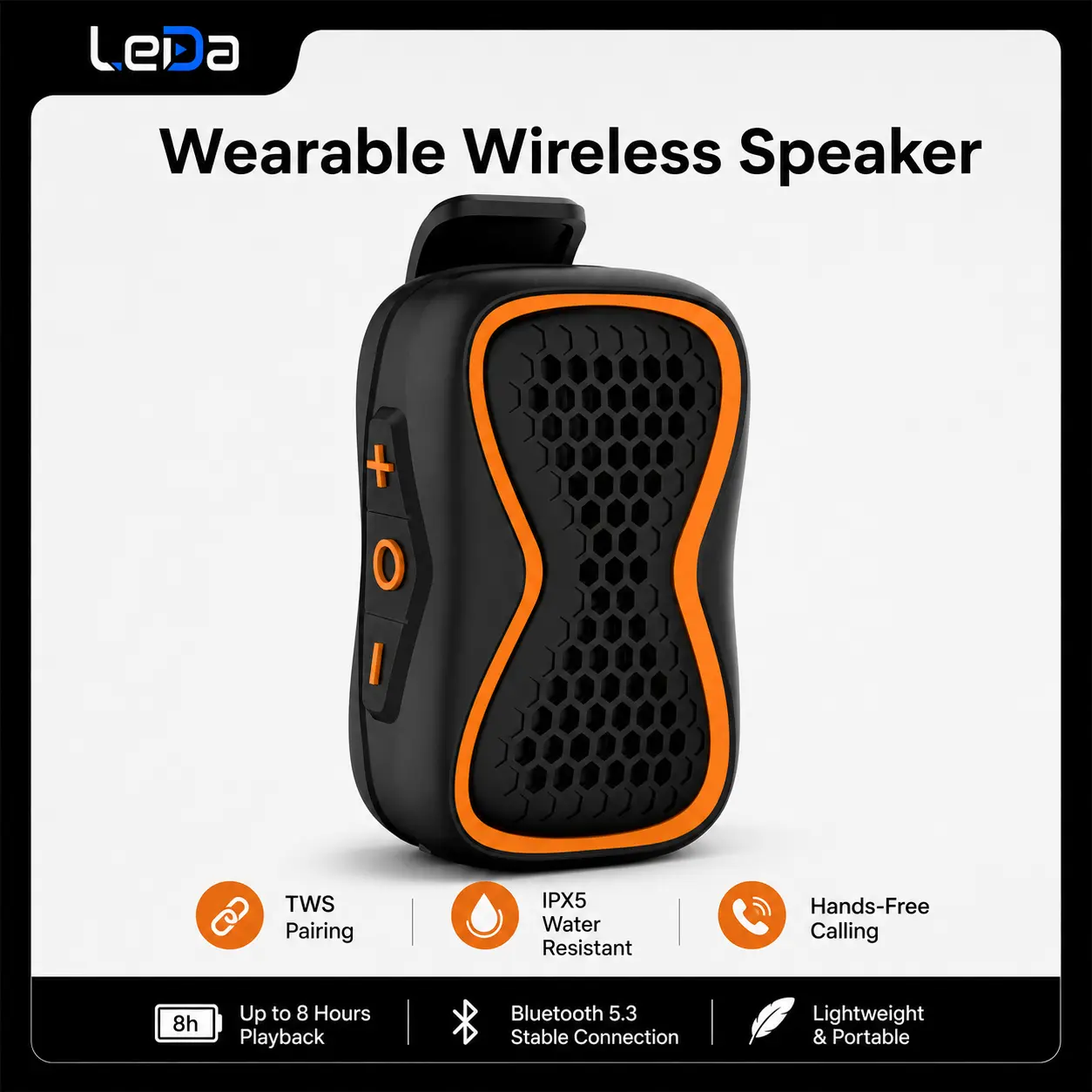 Portable Bluetooth Speaker - 80g Ultra-Portable Wireless Speaker with SD Card Support, TWS Stereo, IPX5 Water Resistance, Magnetic Wearable, Durable for Outdoor Activities, Travel - DealsForYouDays Smartphone Audio