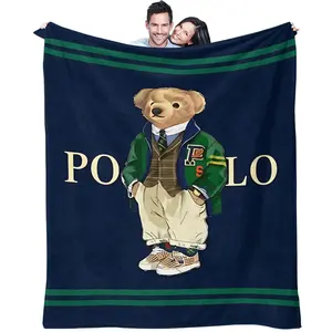 Bear Pattern Soft Warm Plush Blanket for Girls, Perfect Holiday Birthday Gift, Ideal for Bed Sofa Car Room Decoration