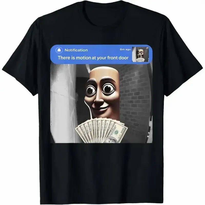 Funny graphic tees "There is Motion at Your Front Door" Tung Tung Tung Sahur Meme T-Shirt