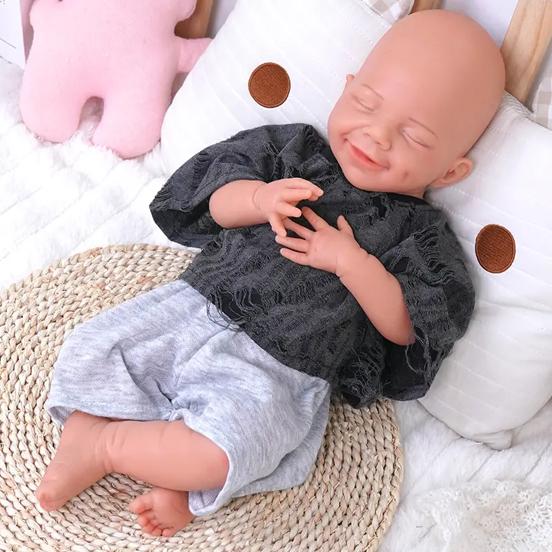 W05 - 17 Inch Full Solid Silicone Reborn Doll,5-6lbs Weighted Lifelike Soft Silicone Touch Hand-Painted Details - Realistic Newborn for Kids Age 3+ and Adult Collectors - Gift- Not Vinyl Toy