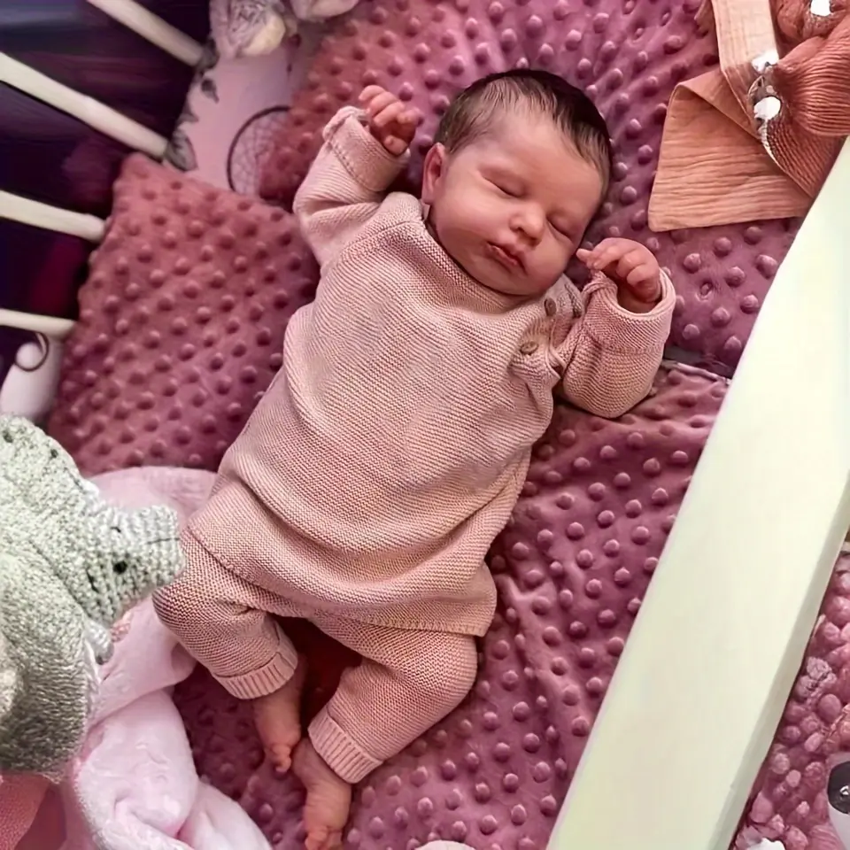 19inch/49cm Newborn Baby Dolls-Full Vinyl Body Can Bath Reborn Doll-Soft Touch 3D Hand Painted Skin-Real Lifelike Sleeping Baby Girl- Christmas/ Birthday Gifts Halloween Christmas Gifts Soft Silicone Reborn Doll with Washable Feel
