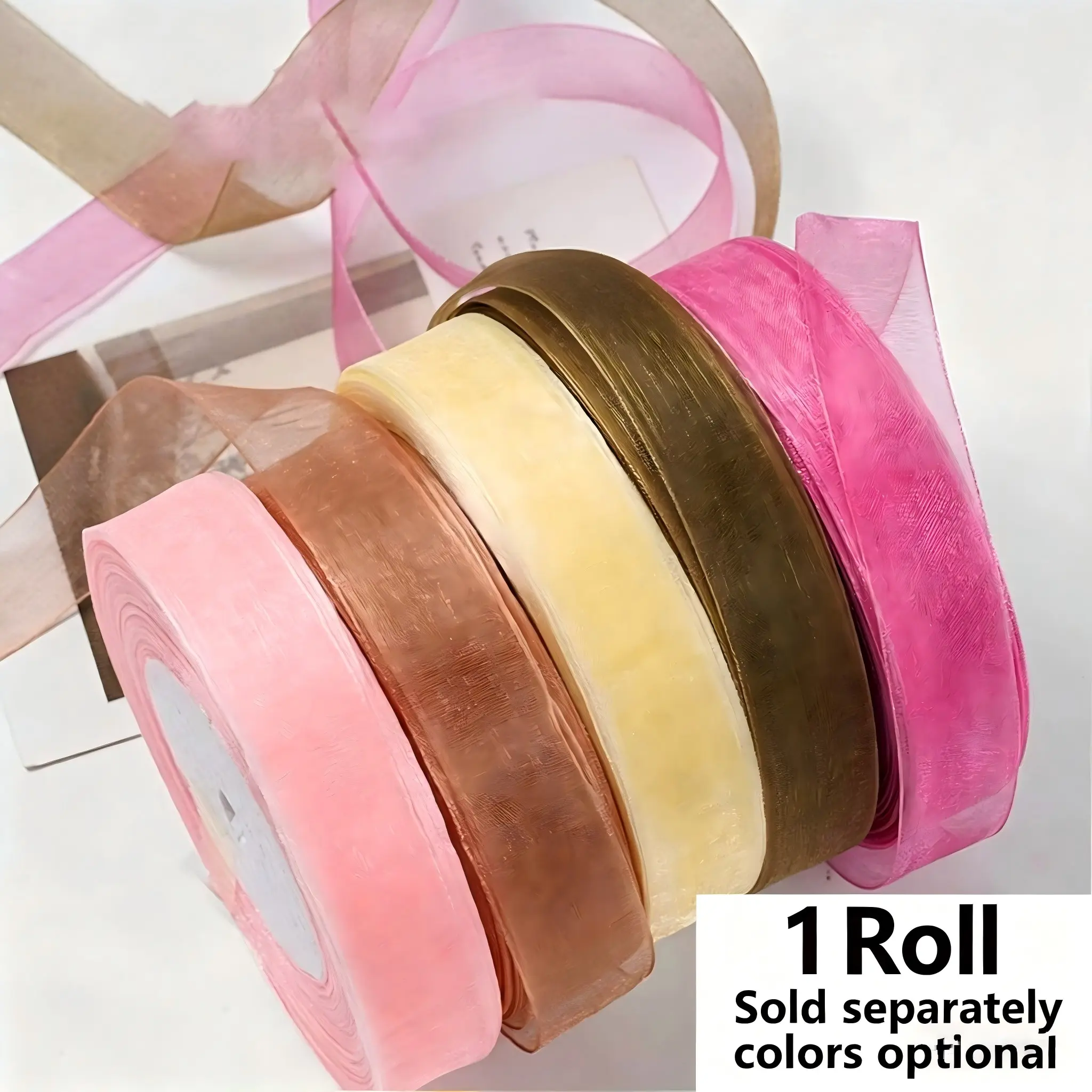 Transparent Korean Organza Ribbon Roll, 45m Multi-Color, Perfect for Crafting, Bouquet Wrapping, Holiday Gift Boxes, Valentine's Day & Weddings, Graduation Gift, Ribbons For Gift Wrapping