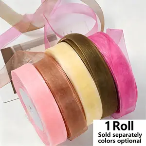 Transparent Korean Organza Ribbon Roll, 45m Multi-Color, Perfect for Crafting, Bouquet Wrapping, Holiday Gift Boxes, Valentine's Day & Weddings, Graduation Gift