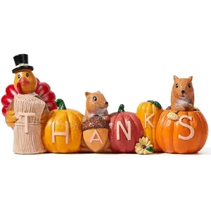Thanksgiving Pumpkin Turkey Tabletop Centerpiece Decor, Resin Turkey Figurines, Thanksgiving Decoration, Fall Harvest Tabletop, Indoor Kitchen, Party Supplies, Autumn Decor