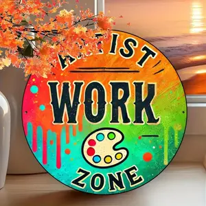 Custom Aluminum Art Sign - 'Artist Work Zone' 20x20cm Custom Aluminum Art Sign - 'Artist Work Zone' 20x20cm