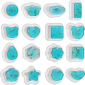 16Pack Silicone Resin Mold for DIY Jewelry Making - Geometric Shapes, Heart & Teardrop Pendants, Keychains, No Primer Crafting Molds for Crystals, Epoxy, Crafting Supplies - Home Improvement.