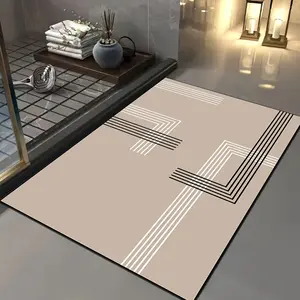 A minimalist-style diatomite bathroom mat, anti-slip and water-absorbent shower mat, made of soft polyester fiber with a rubber base, featuring high water absorption, suitable for modern home decor and bathroom accessories, Soft Highly Absorbent