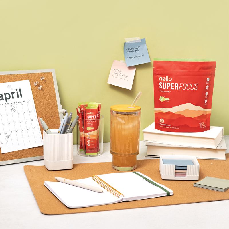 Nello Superfocus – Nootropic Drink Mix with Lion’s Mane, Rhodiola & Alpha-GPC – Supports Memory, Brain Health & Mental Stamina, Enhances Clarity & Sharpness, Helps Fight Brain Fog – Travel Packets (20 Servings) Healthcare Convenient