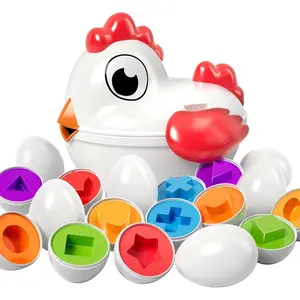 X-ITC Toddler Chicken Easter Eggs - Color Matched Game Shape Sorter with 6 Toy Eggs for Kids 3-5, Fine Motor Skills Sensory Toys, Educational Gifts for 3-6 Girls Boys Baby
