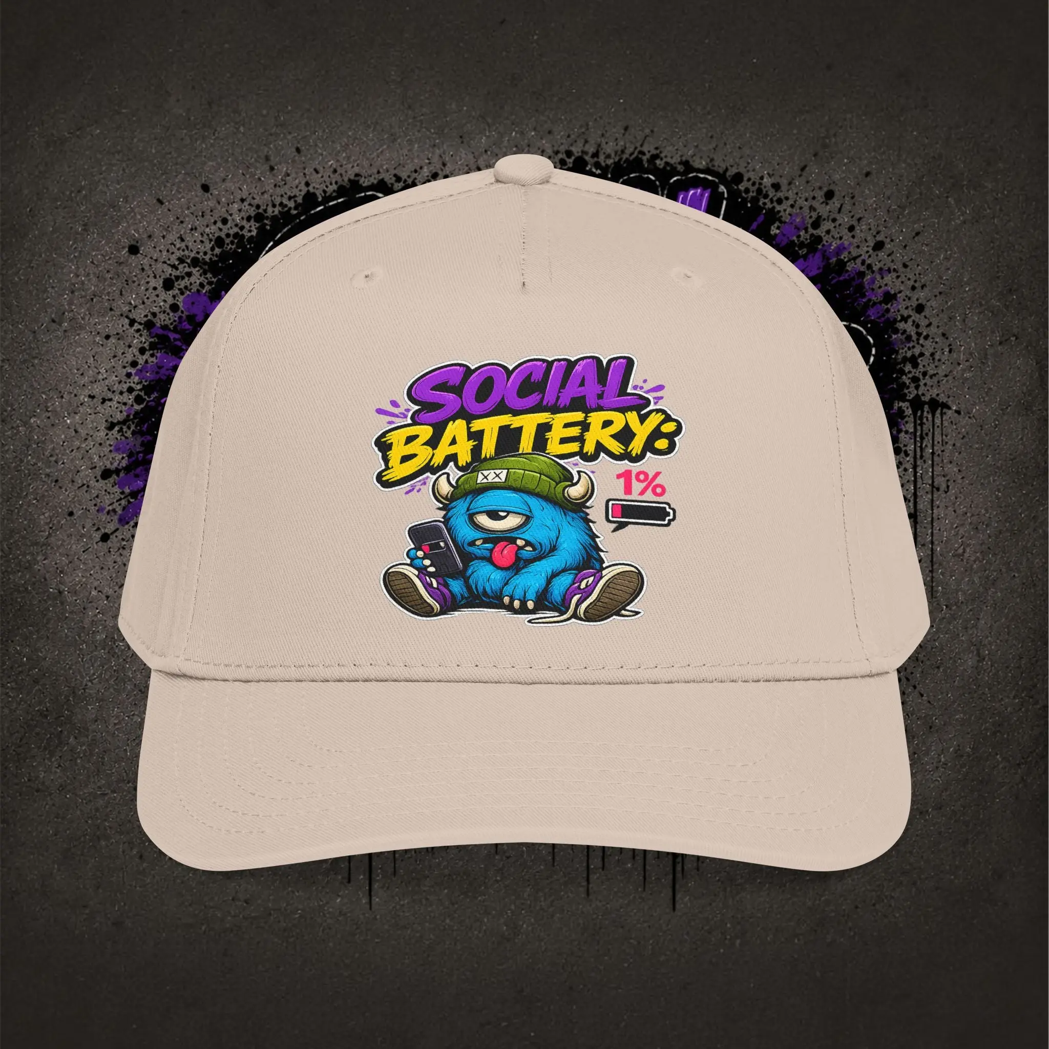 Social Battery(Monster Gang) - Mid Profile Baseball Cap