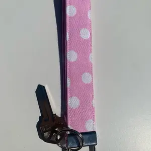Cozy Printings Pink Polkadot Wristlet Keychain 100% Cotton Handmade Gift for Mom Girlfriend Lightweight Durable Stylish Functional KeychainWristlet SmallBusinessLove Handmade With Love