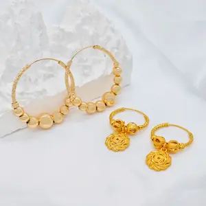 Two pairs of vintage charm earrings,24K gold-plated copper alloy, Ethnic Simple StyleCopper Jewelry, Creative Daily Casual Gifts for Women earrings for women Retro Round Fashion Earrings Trendy Waterproof Gold Bracelet Set gifts girlfriend