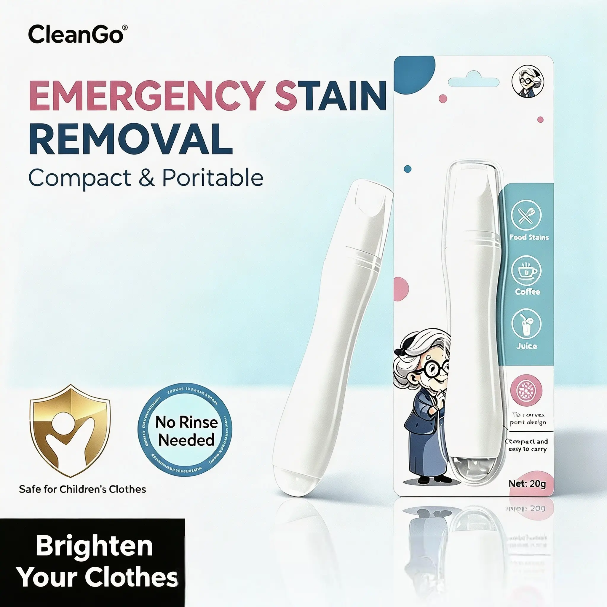 Instant Spot Stain Remover Pen No Rinse Residue-Free Garment Cleaner Ultra Gentle Emergency Stain Stick Portable Pocket Size Travel Friendly for Oil Coffee Juice Food Stains Safe on Cotton Linen Polyester Blends Office School Outdoor Emergency Fix