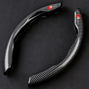 2pcs Carbon Fiber Car Steering Cover, Non-Slip Protection Shell, Compatible with Audi Sline A4 B7 B8 B9 A3 A5 A6 A7 A8 Models