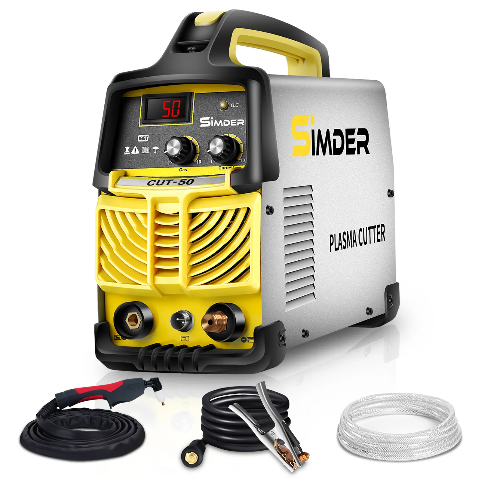 S SIMDER CUT-50 Plasma Cutter 50Amp 110V/220V Plasma Cutter Machine with Non-Pilot Arc 1/2 Inch Clean Cut Plasma Cutting Equipment with LCD Display IGBT Inverter High-Frequency Easy Metal Cutter