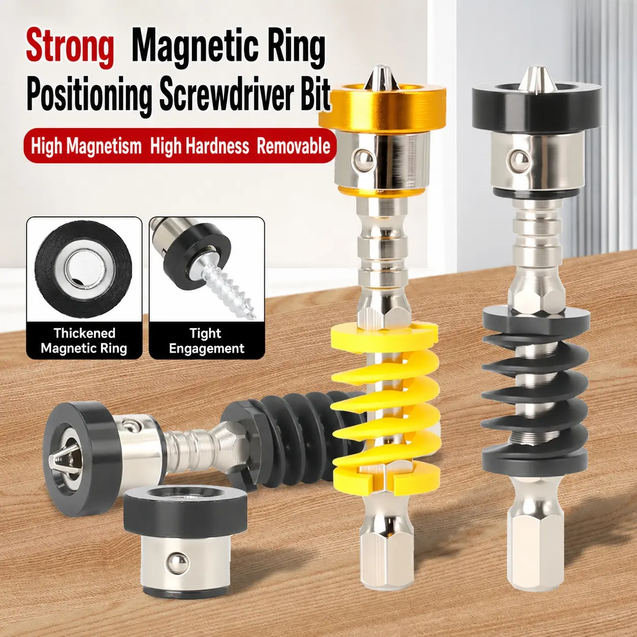 Spring-loaded Bit Holder, Magnetic Spring Loaded Screwdriver Bit (Set-A) | Quick-Release Spring Mechanism for Electric Drills and Other Power Tools, Designed for Electricians & Mechanics