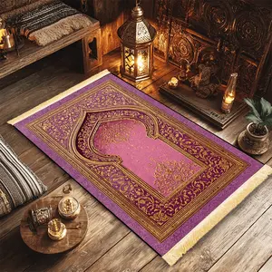 1pc Zijin Huayun Prayer Mat: Muslim Prayer Rugs, 100% Polyester, Machine - Washable, Indoor/Outdoor Use, Ideal for Pilgrimage & Meditation, Islamic Wall Art